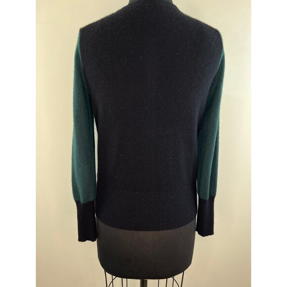 C by Bloomingdale's 100% 2 Ply Cashmere Green Colorblock Long Sleeve Sweater M - Picture 3 of 6